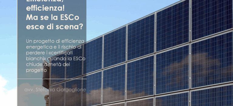 Efficienza, efficienza! Ma se la ESCo esce di scena? Efficienza, efficienza! Ma se la ESCo esce di scena?